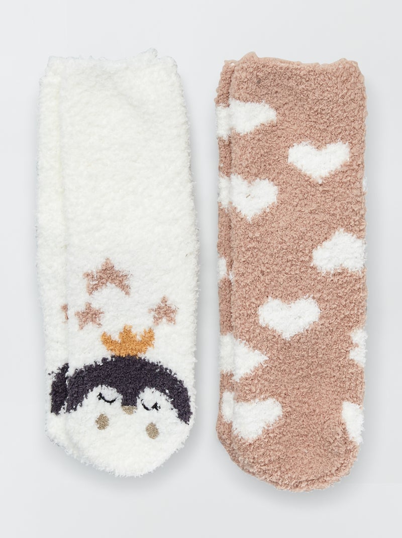 Pack de 2 pares de calcetines de punto suave BLANCO - Kiabi