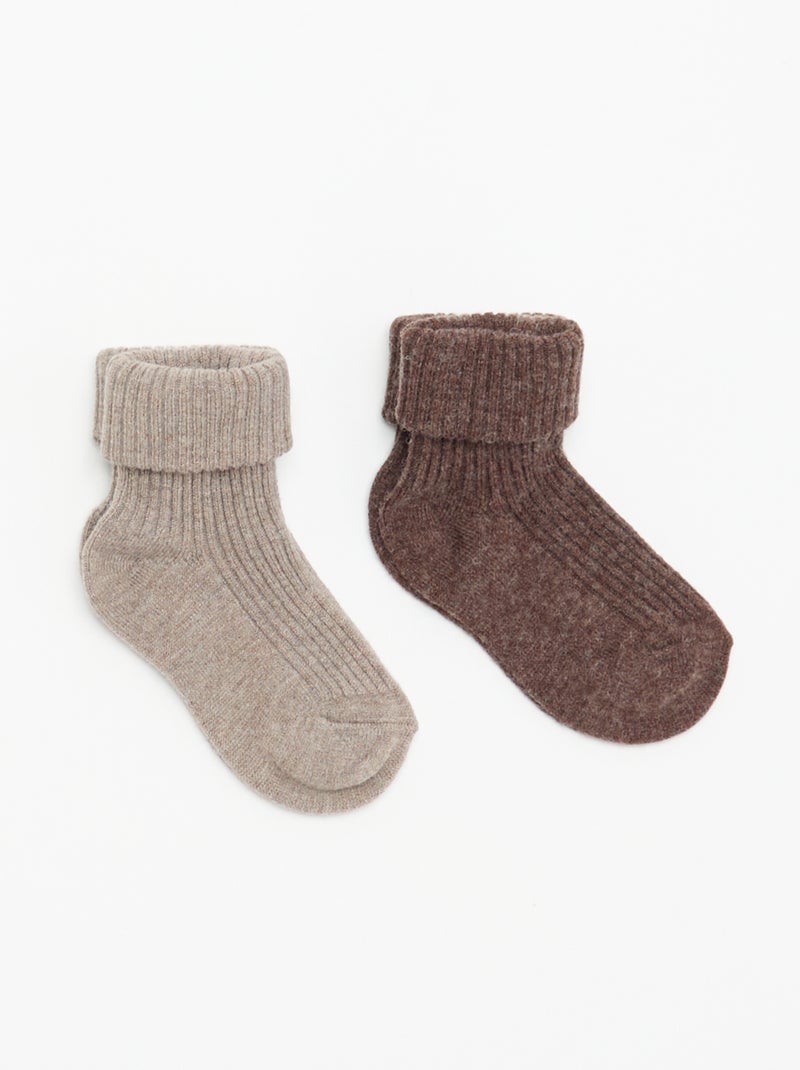 Pack de 2 pares de calcetines de recién nacido Marron - Kiabi