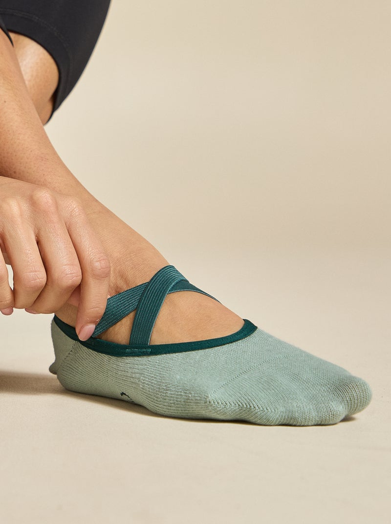 Pack de 2 pares de calcetines de yoga (ekstract) en algodón Verde - Kiabi