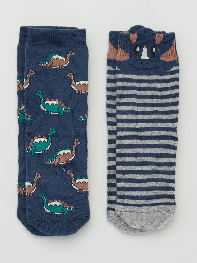 Pack de 2 pares de calcetines 'dinosaurios' AZUL - Kiabi