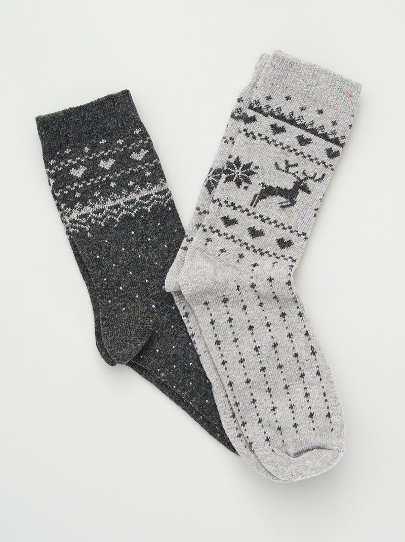 Pack de 2 pares de calcetines estampado 'jacquard' GRIS - Kiabi