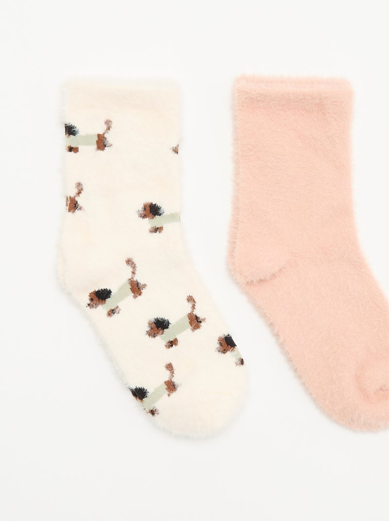 Pack de 2 pares de calcetines fantasía Rosa - Kiabi