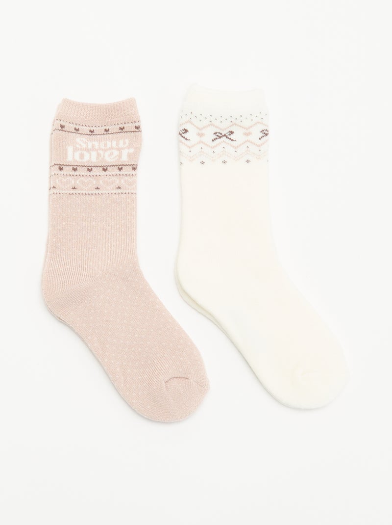 Pack de 2 pares de calcetines forrados Blanco - Kiabi