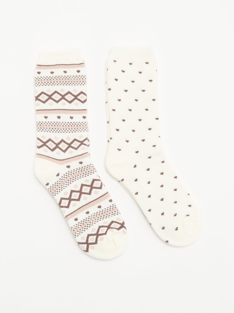 Pack de 2 pares de calcetines forrados Blanco - Kiabi
