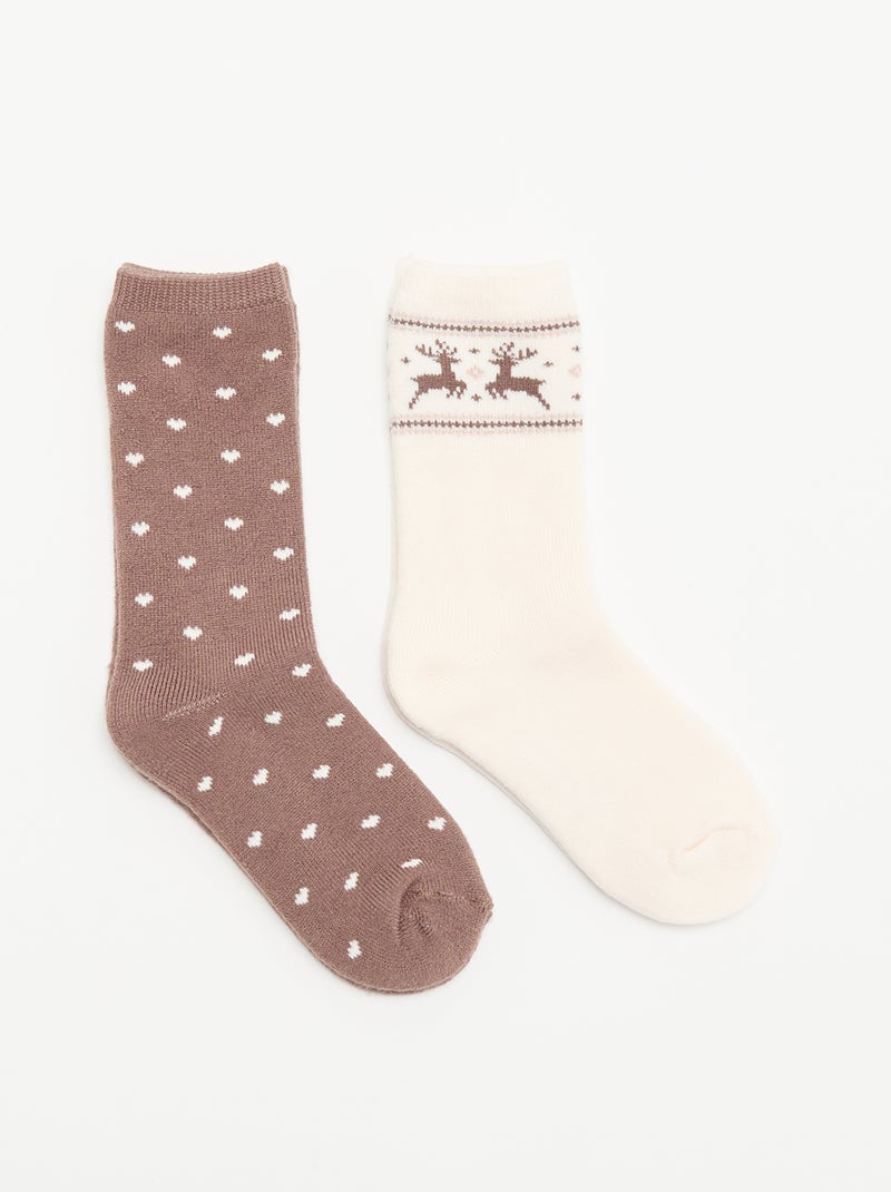 Pack de 2 pares de calcetines forrados Rosa - Kiabi