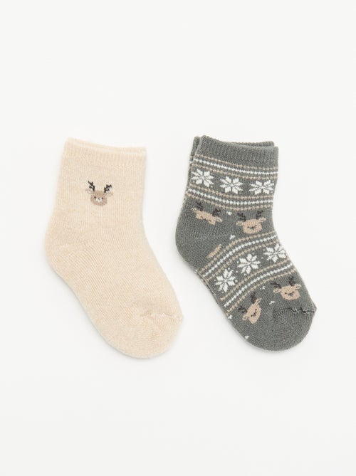 Pack de 2 pares de calcetines forrados - Kiabi Pack de 2 pares de calcetines forrados - Kiabi