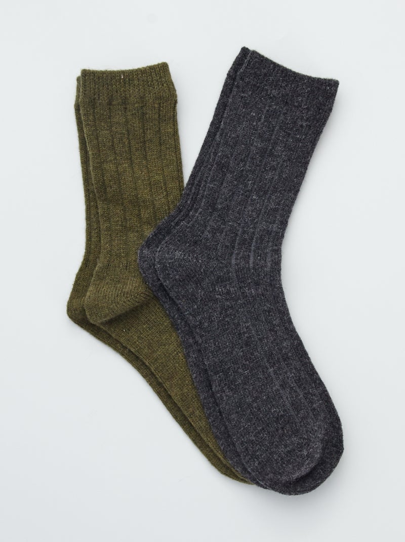 Pack de 2 pares de calcetines KAKI - Kiabi