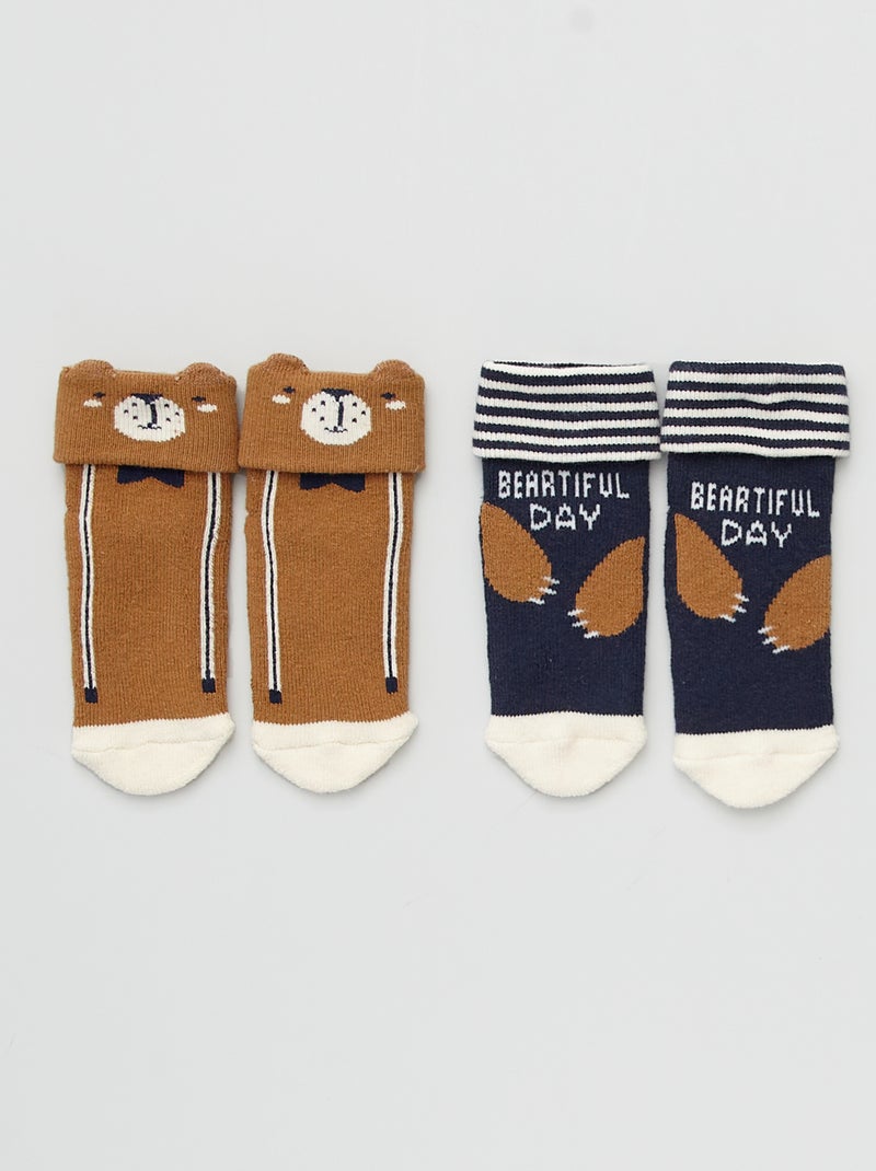 Pack de 2 pares de calcetines MARRON - Kiabi