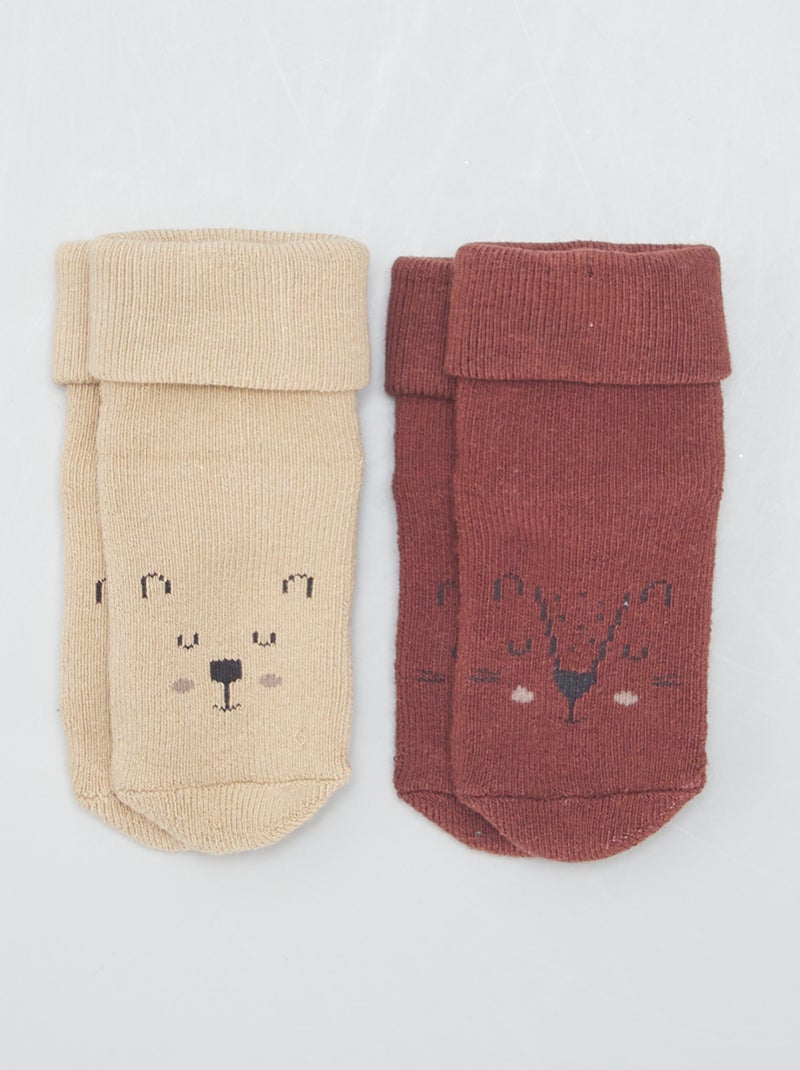 Pack de 2 pares de calcetines MARRON - Kiabi