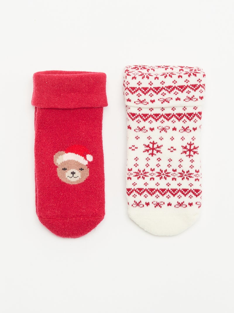 pack de 2 pares de calcetines para recién nacido Rojo - Kiabi