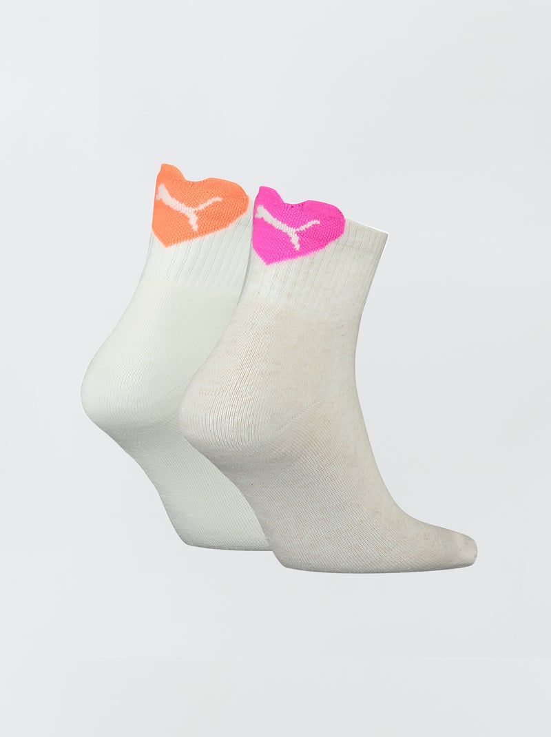 Pack de 2 pares de calcetines 'Puma' Beige/rosa/naranja - Kiabi