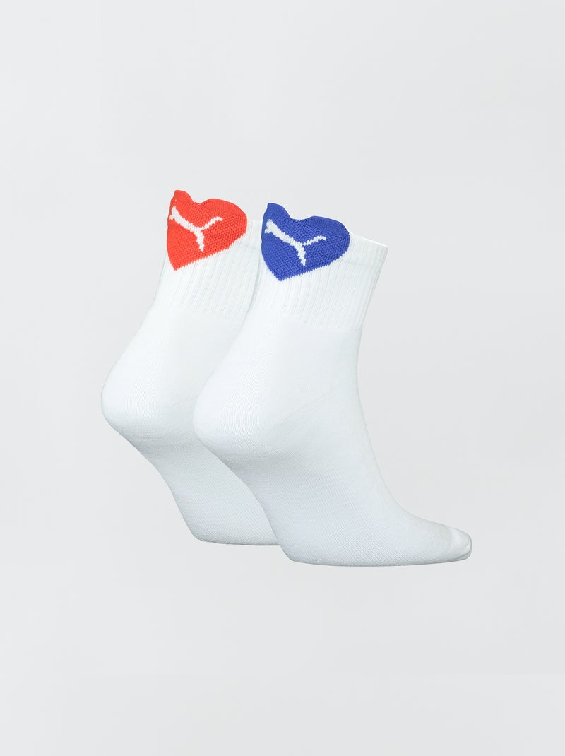 Pack de 2 pares de calcetines 'Puma' blanco/rojo/azul - Kiabi