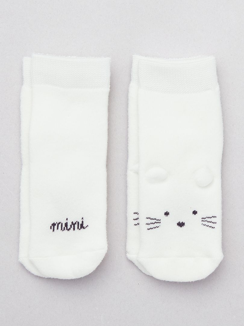Pack de 2 pares de calcetines 'ratón' Blanco - Kiabi