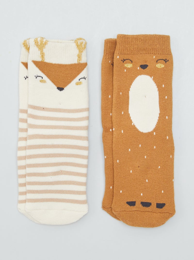 Pack de 2 pares de calcetines 'renos' MARRON - Kiabi