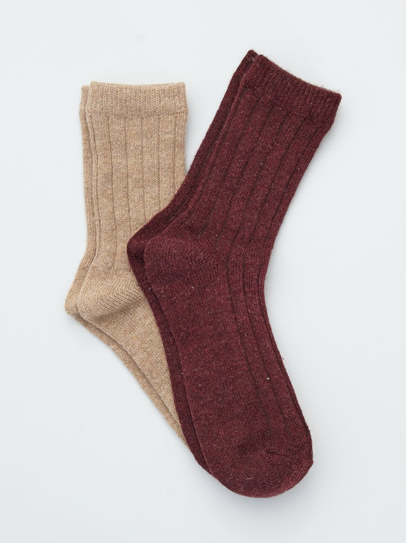 Pack de 2 pares de calcetines ROJO - Kiabi