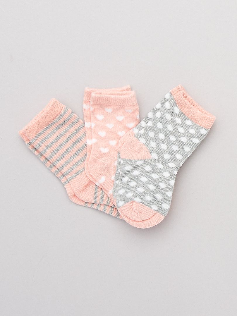 Pack de 2 pares de calcetines rosa/gris - Kiabi