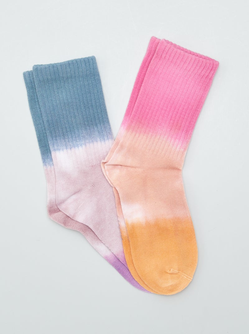 Pack de 2 pares de calcetines Tie dye PURPURA - Kiabi