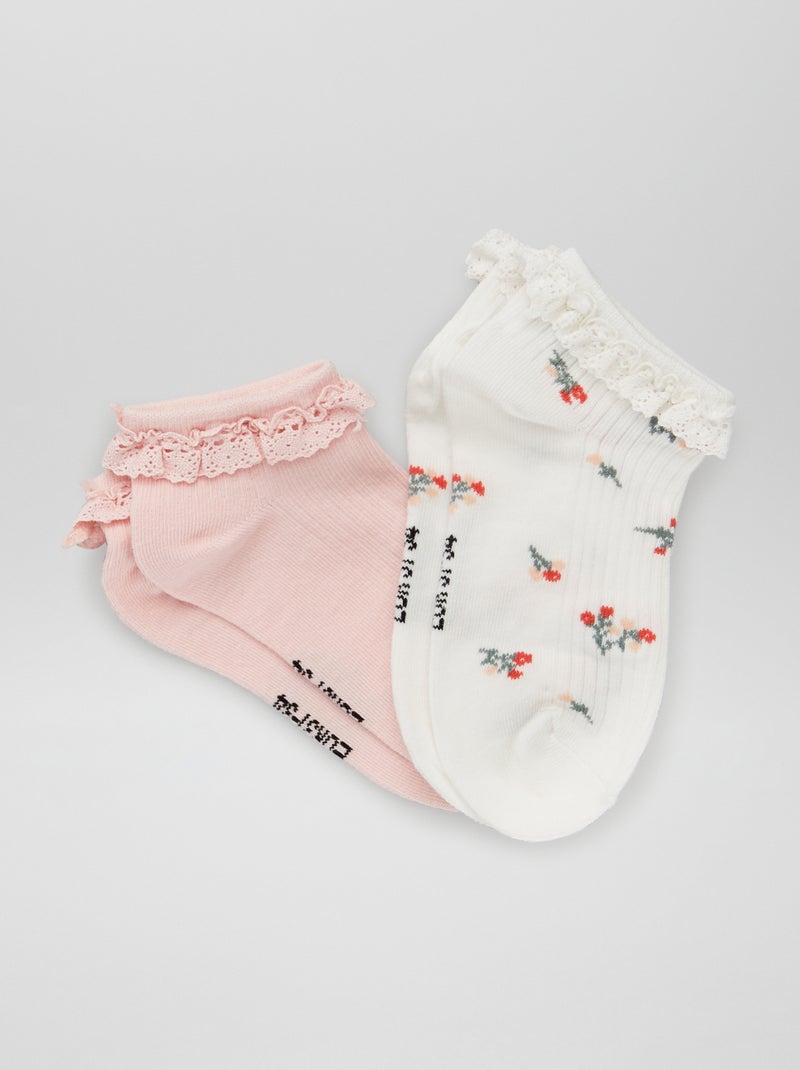 Pack de 2 pares de calcetines tobilleros BLANCO - Kiabi