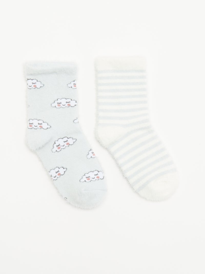 Pack de 2 pares de calcetines tobilleros de fantasía Azul cielo - Kiabi