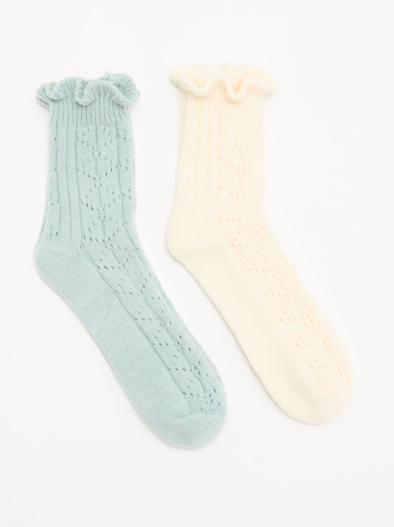 Pack de 2 pares de calcetines tobilleros de fantasía Blanco - Kiabi