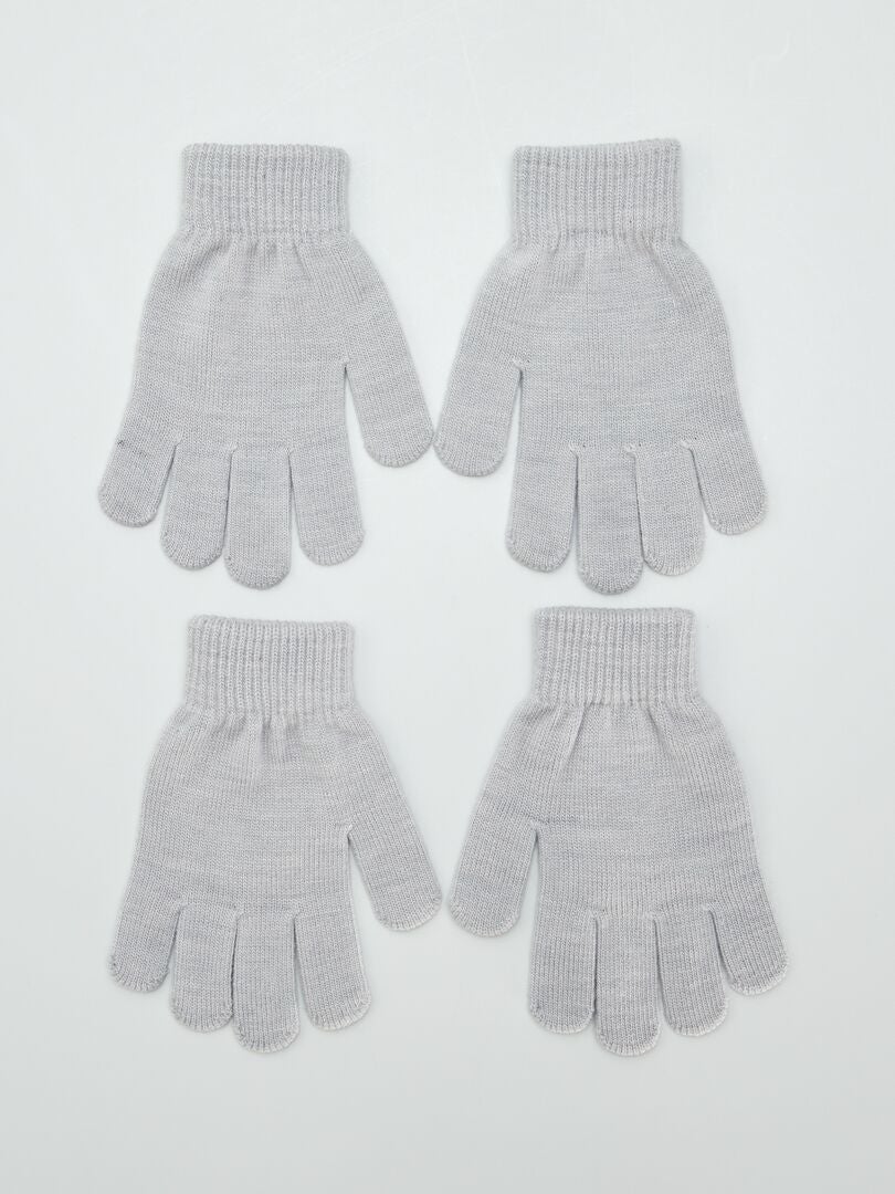 Pack de 2 pares de guantes GRIS - Kiabi