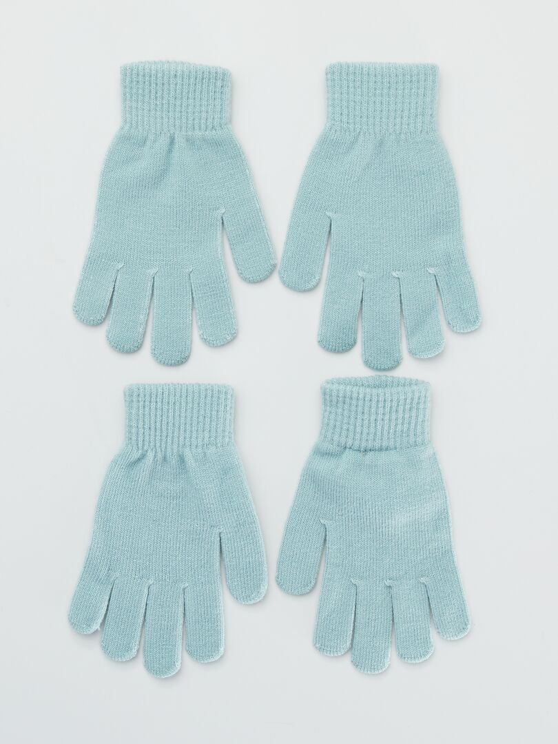 Pack de 2 pares de guantes lisos azul - Kiabi