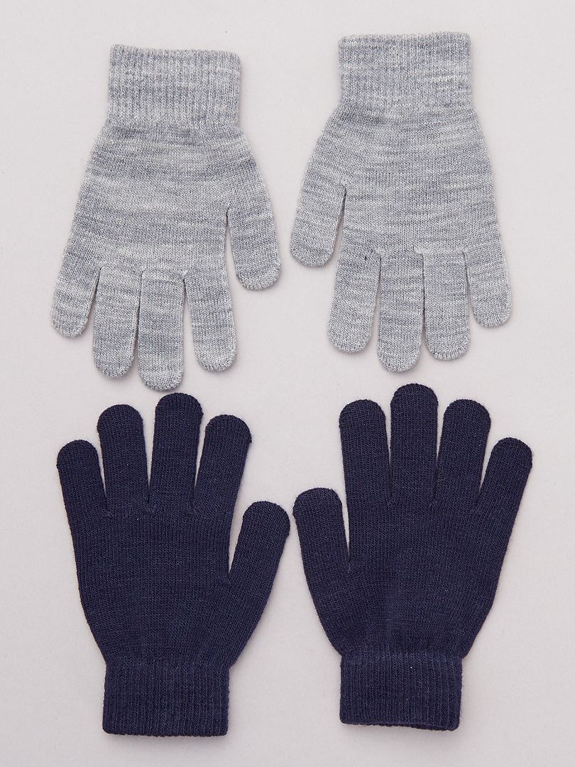 Pack de 2 pares de guantes lisos GRIS - Kiabi