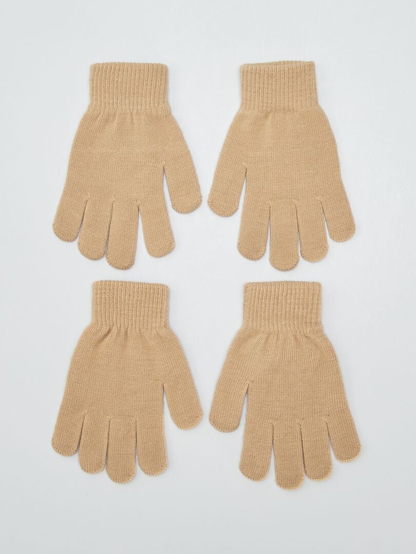 Pack de 2 pares de guantes MARRON - Kiabi
