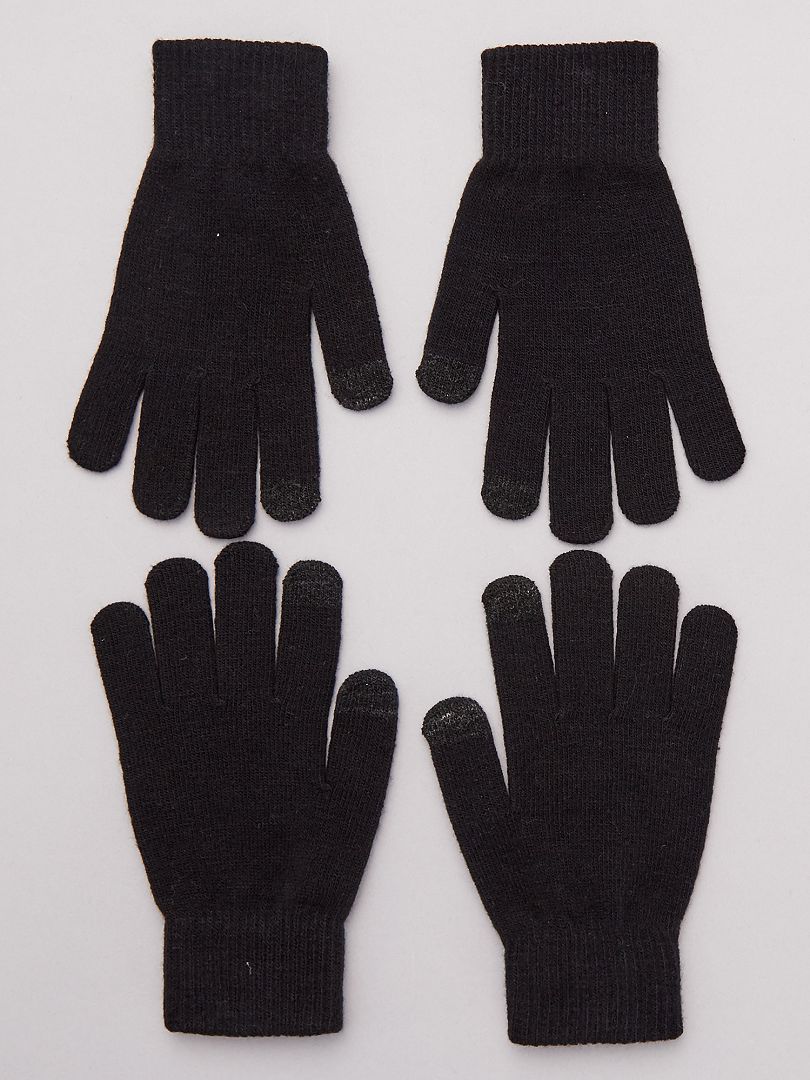 Pack de 2 pares de guantes para pantalla táctil NEGRO - Kiabi
