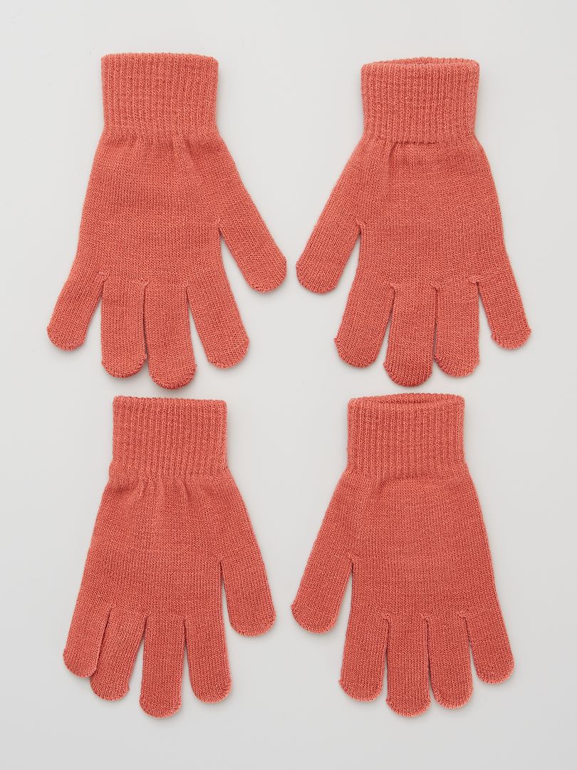 Pack de 2 pares de guantes rosa oscuro - Kiabi