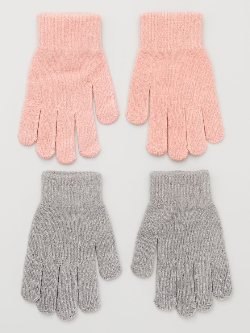 Pack de 2 pares de guantes rosa/gris - Kiabi