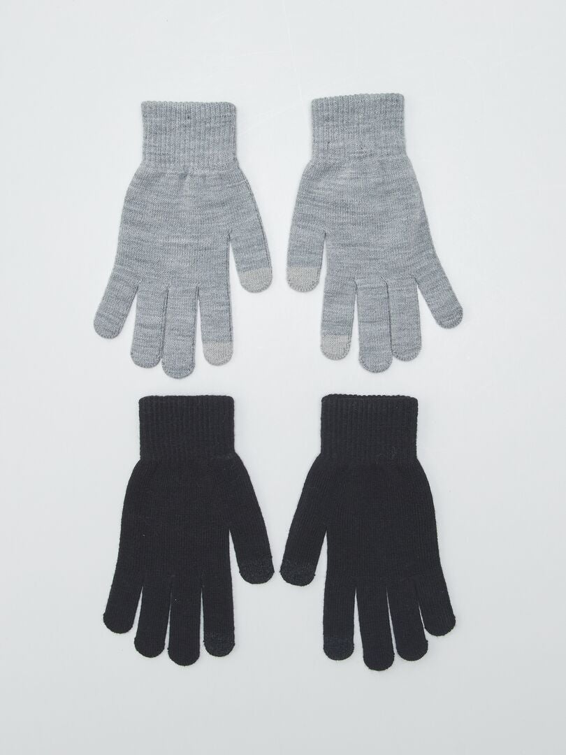 Pack de 2 pares de guantes táctiles GRIS - Kiabi