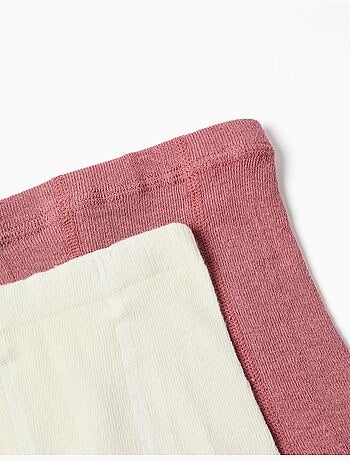 Pack de 2 pares de leotardos acanalados/jacquard