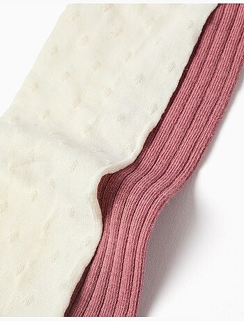 Pack de 2 pares de leotardos acanalados/jacquard