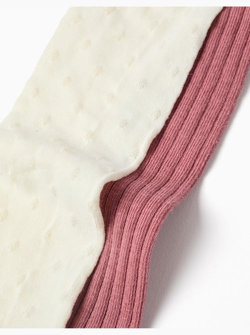 Pack de 2 pares de leotardos acanalados/jacquard - Kiabi
