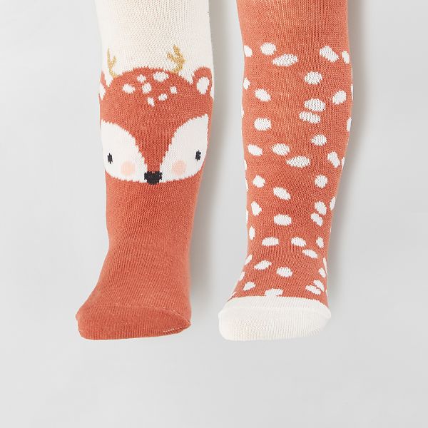Pack de 2 pares de leotardos cálidos 'animales' bebé niña - ROJO - Kiabi -  6,00€