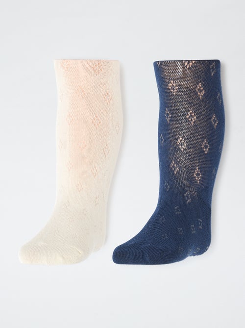 Pack de 2 pares de leotardos cálidos con calados - Kiabi