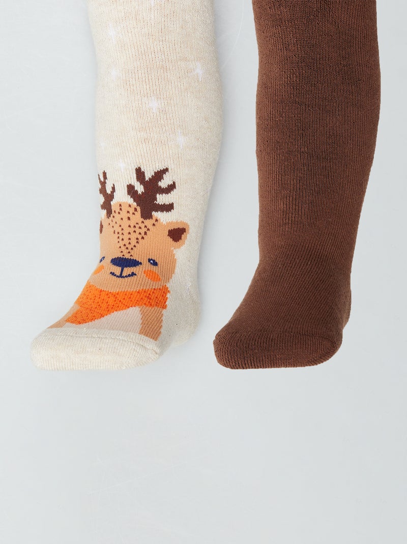 Pack de 2 pares de leotardos cálidos MARRON - Kiabi