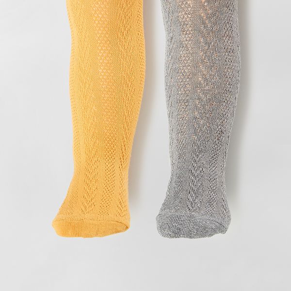 Pack de 2 pares de leotardos de punto de fantasía bebé niña - GRIS - Kiabi  - 6,00€
