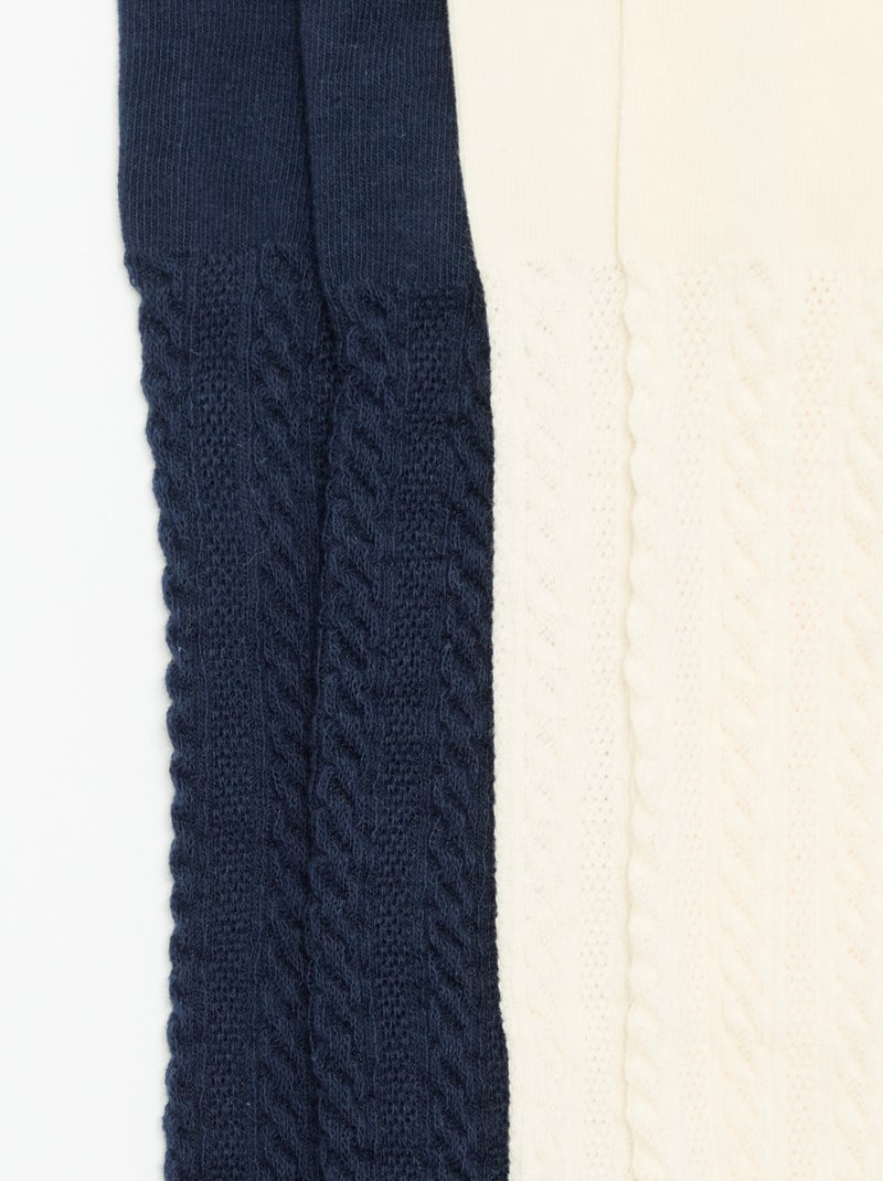 Pack de 2 pares de leotardos de punto fantasía Azul - Kiabi