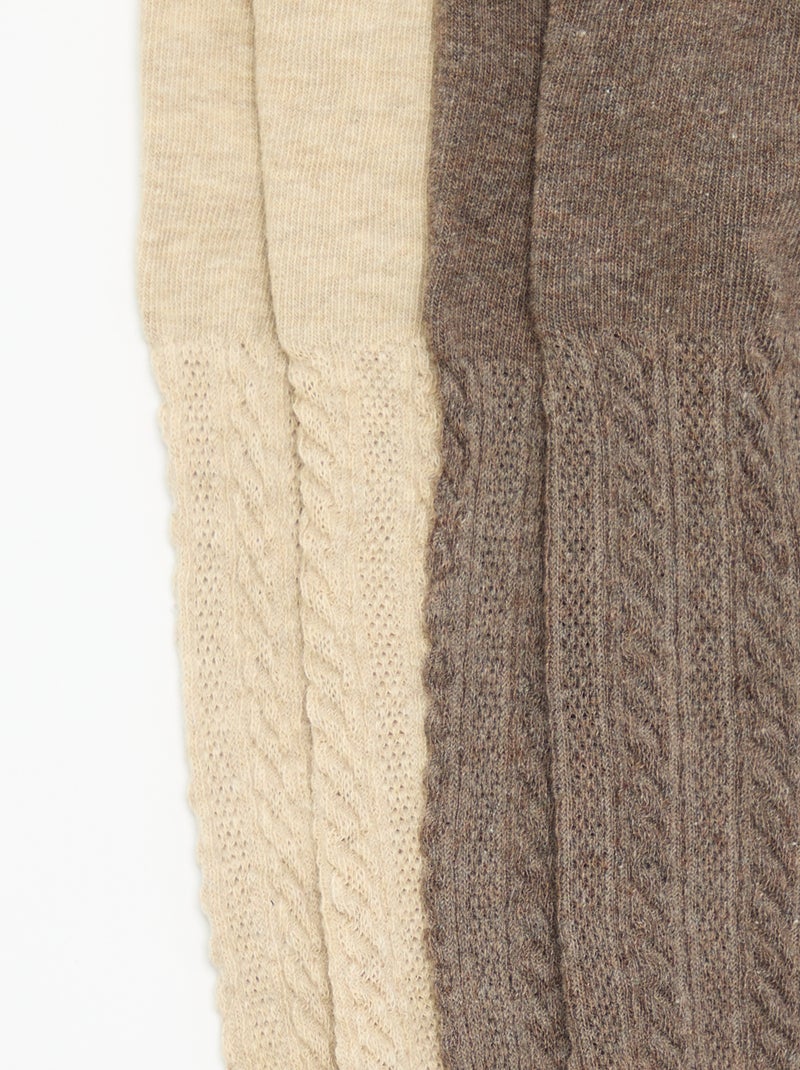 Pack de 2 pares de leotardos de punto fantasía Marron - Kiabi