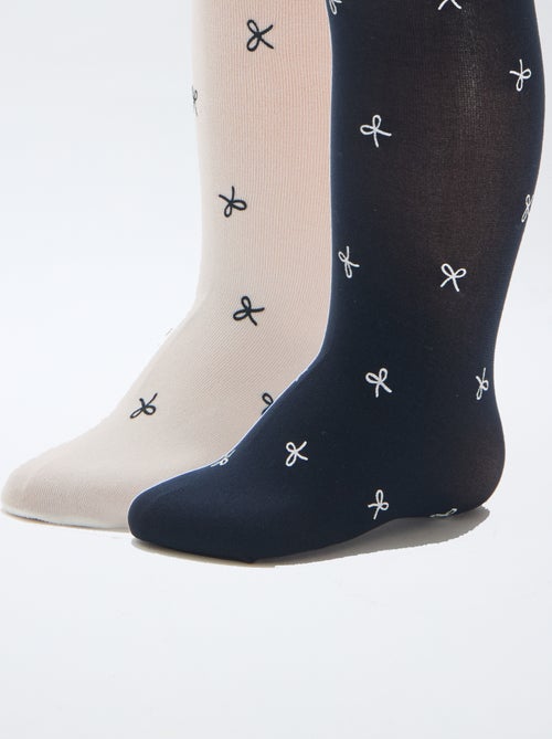 Pack de 2 pares de leotardos ligeros con diseño - Kiabi