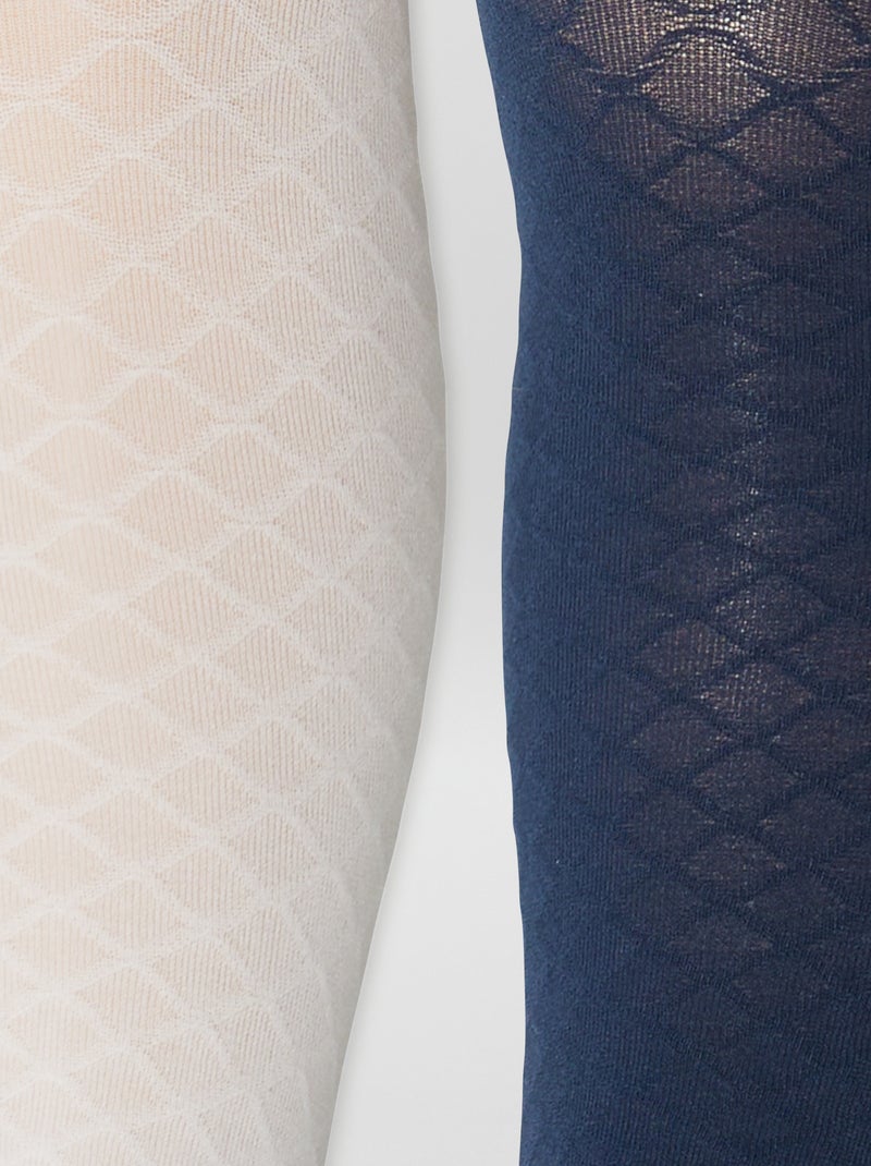 Pack de 2 pares de leotardos ligeros con diseño AZUL - Kiabi