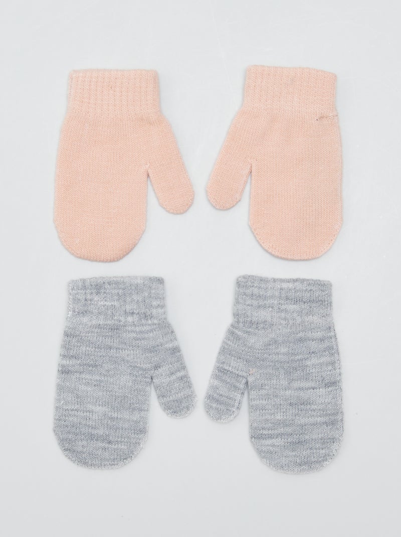 Pack de 2 pares de manoplas de punto GRIS - Kiabi