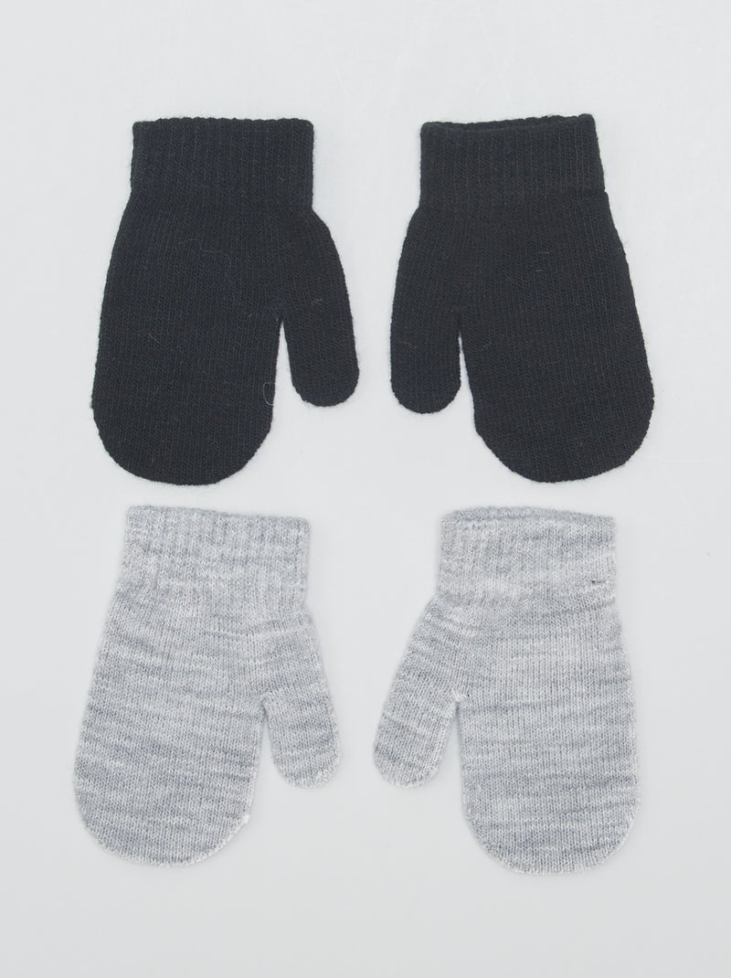 Pack de 2 pares de manoplas de punto NEGRO - Kiabi