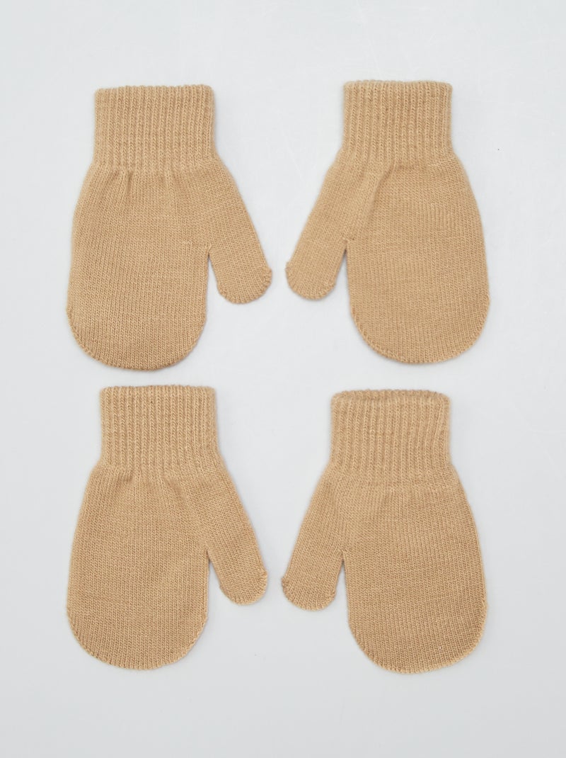 Pack de 2 pares de manoplas MARRON - Kiabi