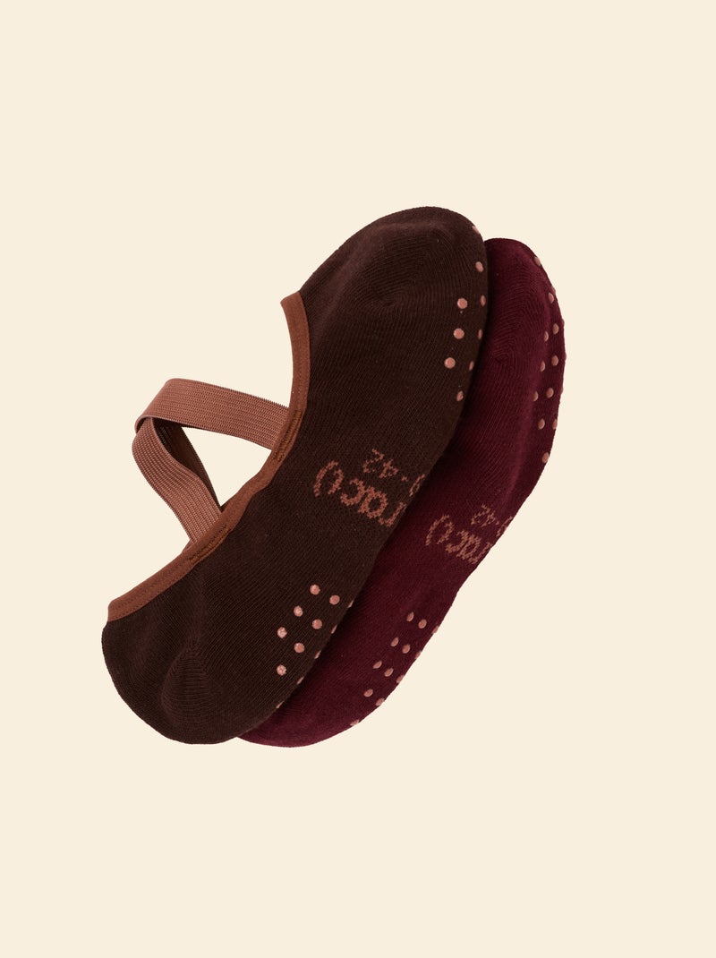 Pack de 2 pares de tobilleros de yoga - (ekstract) Marron - Kiabi