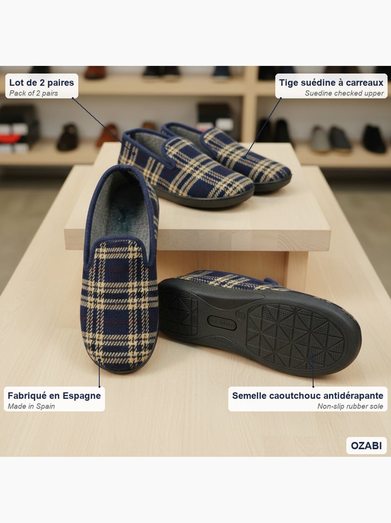 Pack de 2 pares de zapatillas de casa charentaises hombre ozabi Azul Azul - Kiabi