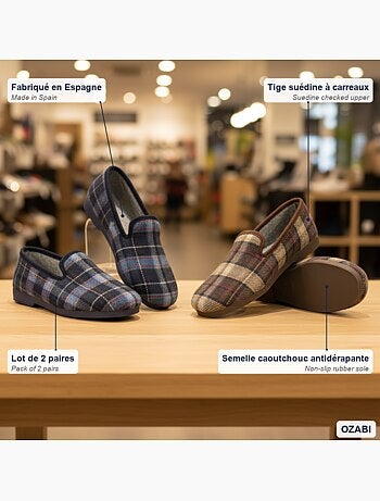 Pack de 2 pares de zapatillas de casa charentaises hombre ozabi
