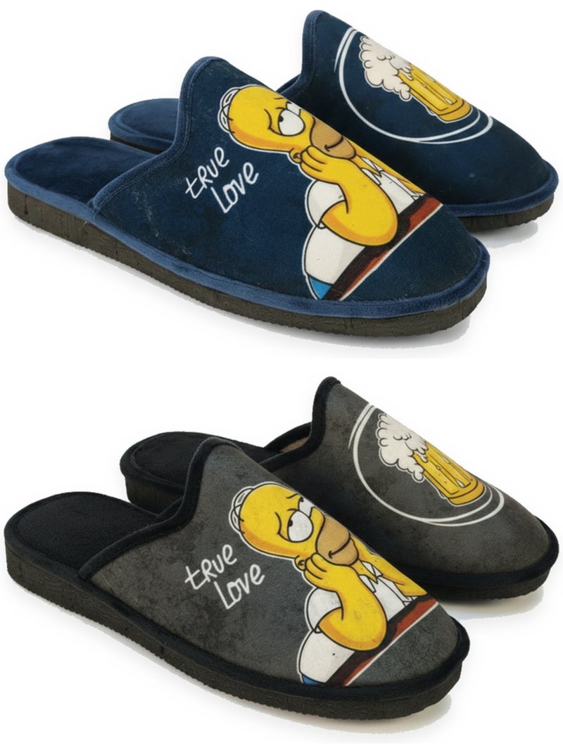 Pack de 2 pares zapatillas de casa mules hombre fantasía dibujos animados ozabi Azul gris - Kiabi